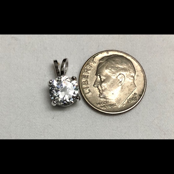 CZ Solitaire Necklace 925 Sterling Silver Necklace - Picture 7 of 7